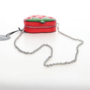 kate spade 3D Strawberry Hello Kitty Chain Bag Leather Red Silver Auth 210253M-7