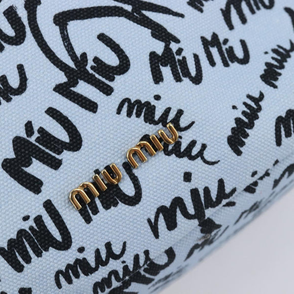 Miu Miu Purse Hand Bag Canvas Blue Gold Auth 210259M