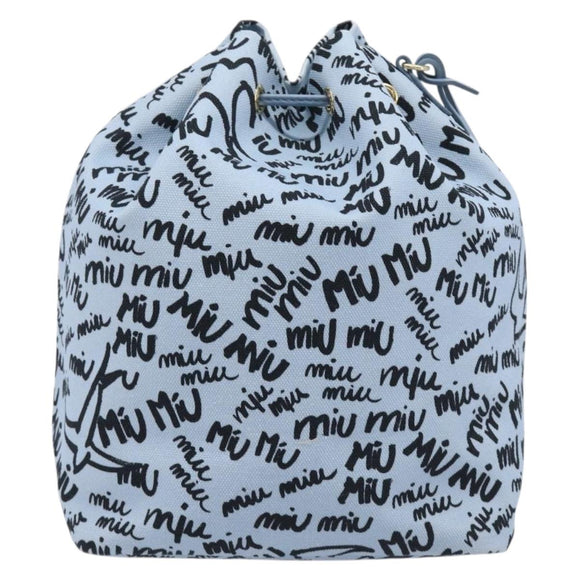 Miu Miu Purse Hand Bag Canvas Blue Gold Auth 210259M