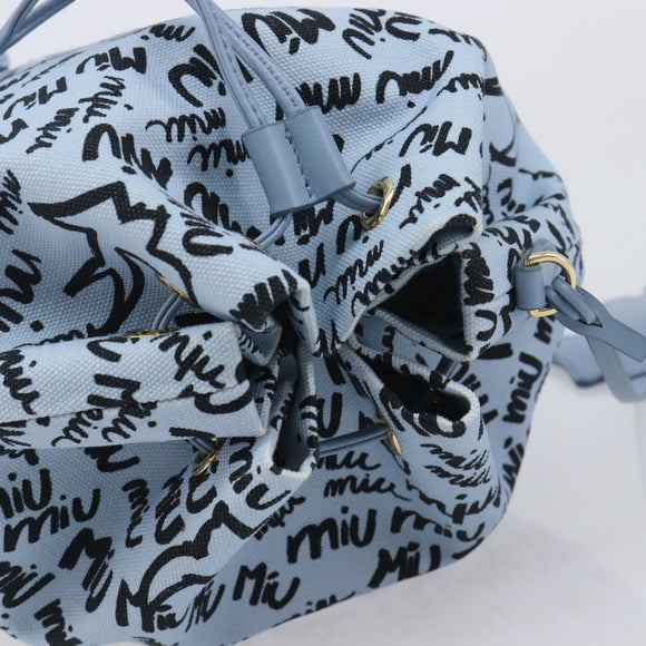 Miu Miu Purse Hand Bag Canvas Blue Gold Auth 210259M