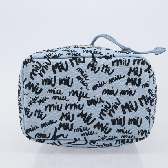 Miu Miu Purse Hand Bag Canvas Blue Gold Auth 210259M