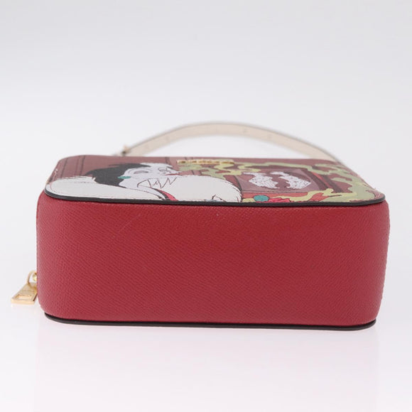 Coach Cruella Hand Bag Leather 2way Red Gold Auth 210263M