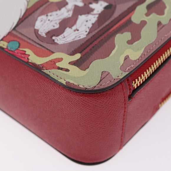 Coach Cruella Hand Bag Leather 2way Red Gold Auth 210263M