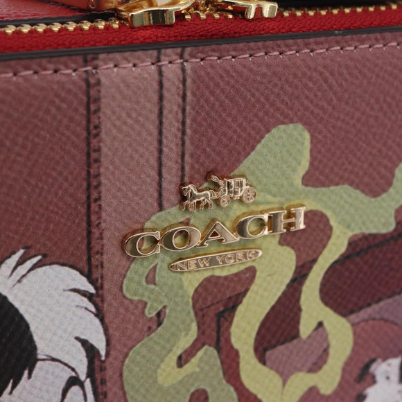 Coach Cruella Hand Bag Leather 2way Red Gold Auth 210263M