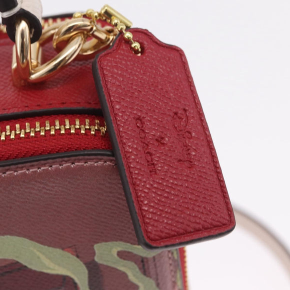 Coach Cruella Hand Bag Leather 2way Red Gold Auth 210263M
