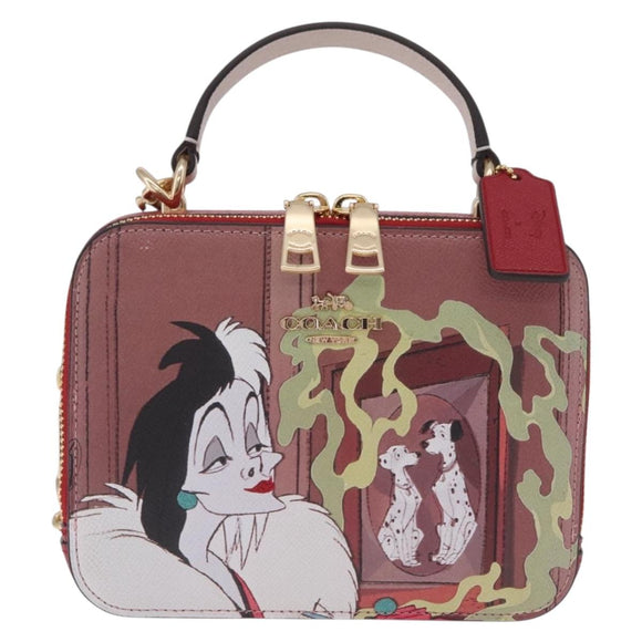 Coach Cruella Hand Bag Leather 2way Red Gold Auth 210263M
