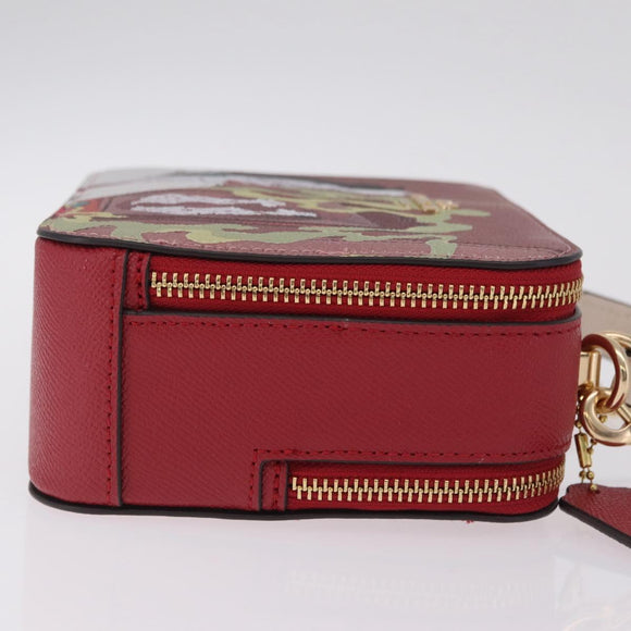 Coach Cruella Hand Bag Leather 2way Red Gold Auth 210263M