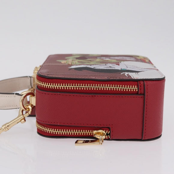 Coach Cruella Hand Bag Leather 2way Red Gold Auth 210263M
