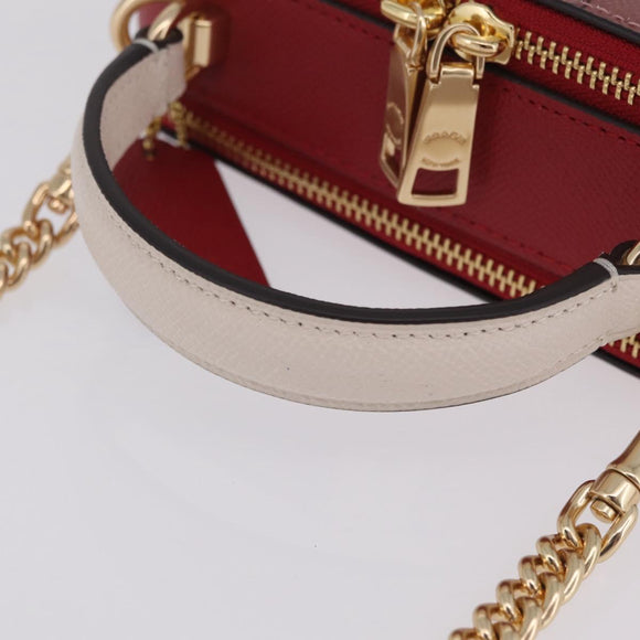 Coach Cruella Hand Bag Leather 2way Red Gold Auth 210263M