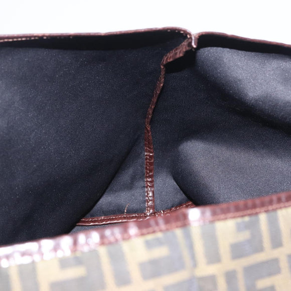 FENDI Zucca Canvas Tote Bag Brown Black Auth 210273A