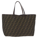FENDI Zucca Canvas Tote Bag Brown Black Auth 210273A-2