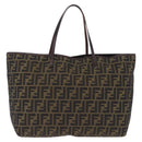 FENDI Zucca Canvas Tote Bag Brown Black Auth 210273A-3