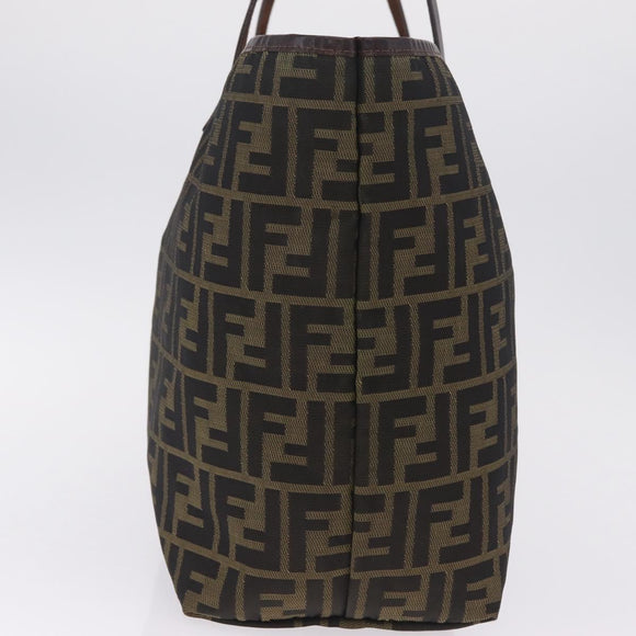 FENDI Zucca Canvas Tote Bag Brown Black Auth 210273A