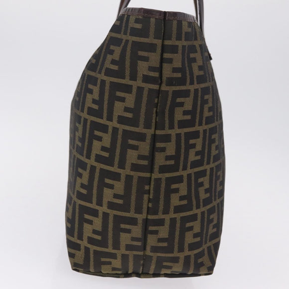 FENDI Zucca Canvas Tote Bag Brown Black Auth 210273A