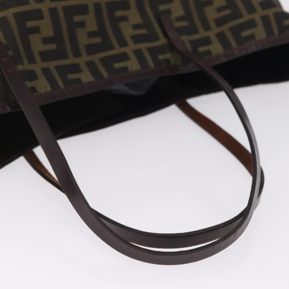 FENDI Zucca Canvas Tote Bag Brown Black Auth 210273A