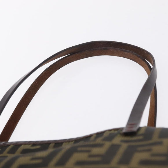 FENDI Zucca Canvas Tote Bag Brown Black Auth 210273A