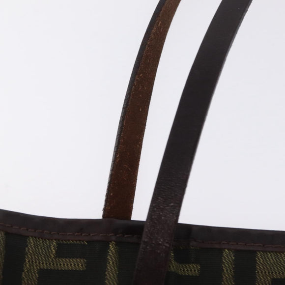 FENDI Zucca Canvas Tote Bag Brown Black Auth 210273A