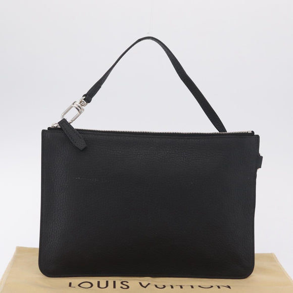 LOUIS VUITTON Cabalite Pouch Leather Black Silver LV Auth 210280A