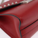 PRADA Chain Shoulder Bag Leather Red Silver Auth 210281V-10