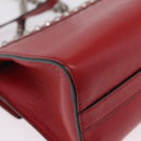 PRADA Chain Shoulder Bag Leather Red Silver Auth 210281V-12
