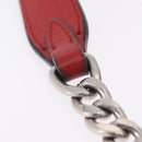 PRADA Chain Shoulder Bag Leather Red Silver Auth 210281V-14