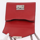PRADA Chain Shoulder Bag Leather Red Silver Auth 210281V-16