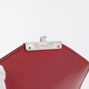 PRADA Chain Shoulder Bag Leather Red Silver Auth 210281V-17