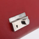 PRADA Chain Shoulder Bag Leather Red Silver Auth 210281V-18