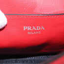 PRADA Chain Shoulder Bag Leather Red Silver Auth 210281V-19