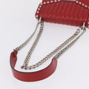 PRADA Chain Shoulder Bag Leather Red Silver Auth 210281V-7