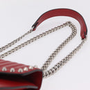 PRADA Chain Shoulder Bag Leather Red Silver Auth 210281V-8