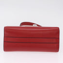 PRADA Chain Shoulder Bag Leather Red Silver Auth 210281V-9