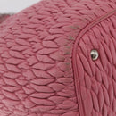 Miu Miu Matelasse Hand Bag Leather 2way Pink Silver Auth 210282A-14