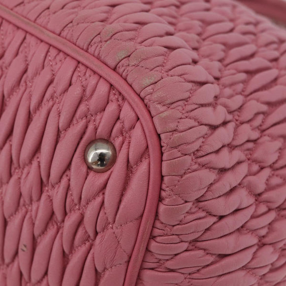 Miu Miu Matelasse Hand Bag Leather 2way Pink Silver Auth 210282A
