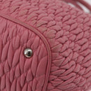 Miu Miu Matelasse Hand Bag Leather 2way Pink Silver Auth 210282A-17