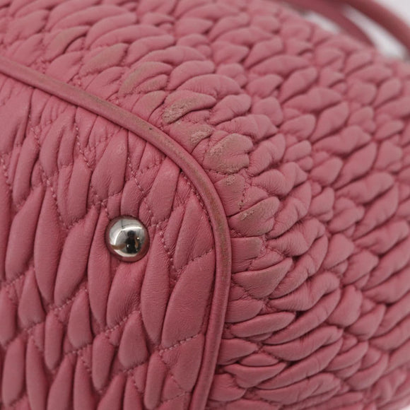Miu Miu Matelasse Hand Bag Leather 2way Pink Silver Auth 210282A