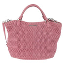 Miu Miu Matelasse Hand Bag Leather 2way Pink Silver Auth 210282A-2