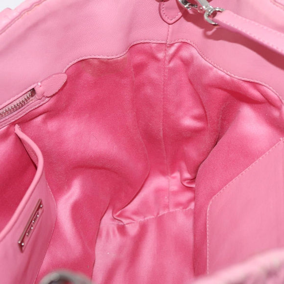 Miu Miu Matelasse Hand Bag Leather 2way Pink Silver Auth 210282A