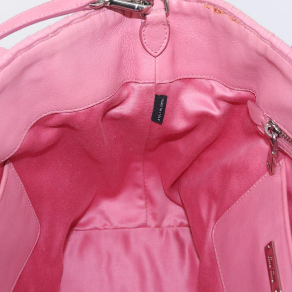 Miu Miu Matelasse Hand Bag Leather 2way Pink Silver Auth 210282A