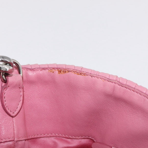 Miu Miu Matelasse Hand Bag Leather 2way Pink Silver Auth 210282A