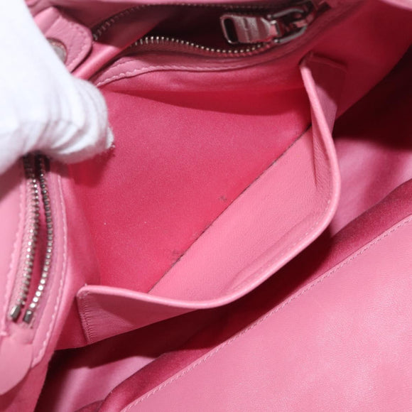 Miu Miu Matelasse Hand Bag Leather 2way Pink Silver Auth 210282A