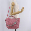 Miu Miu Matelasse Hand Bag Leather 2way Pink Silver Auth 210282A-29