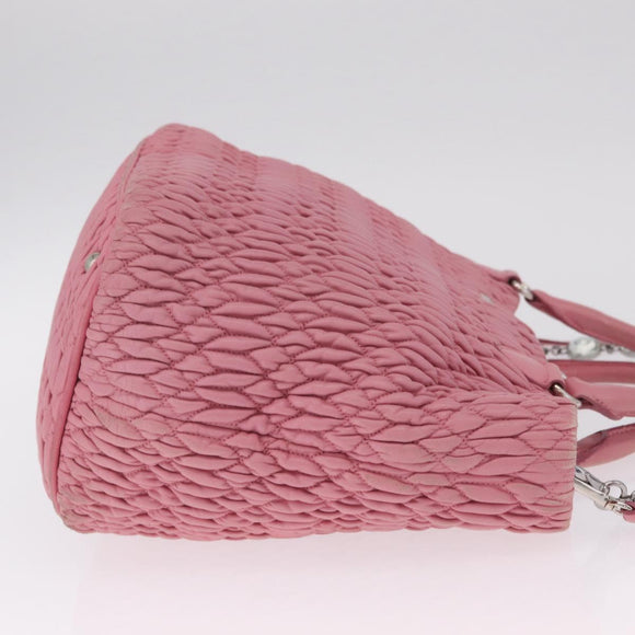 Miu Miu Matelasse Hand Bag Leather 2way Pink Silver Auth 210282A