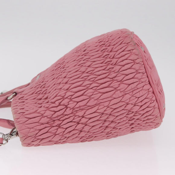 Miu Miu Matelasse Hand Bag Leather 2way Pink Silver Auth 210282A