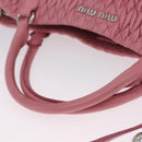 Miu Miu Matelasse Hand Bag Leather 2way Pink Silver Auth 210282A-7