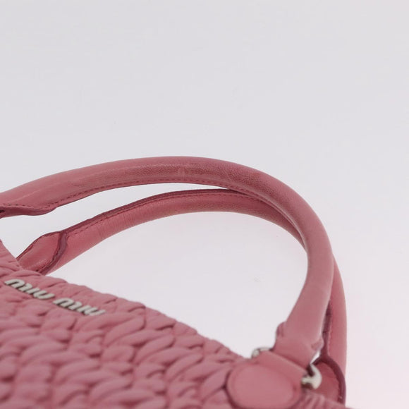 Miu Miu Matelasse Hand Bag Leather 2way Pink Silver Auth 210282A