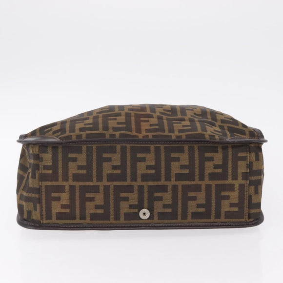 FENDI Zucca Canvas Hand Bag Black Brown Auth 210283