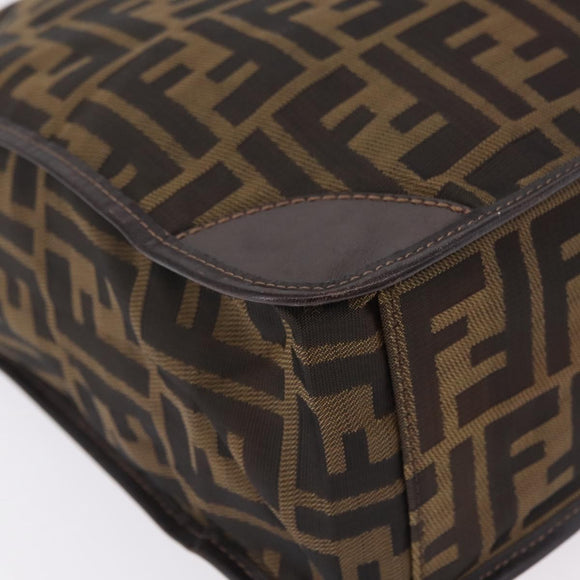 FENDI Zucca Canvas Hand Bag Black Brown Auth 210283