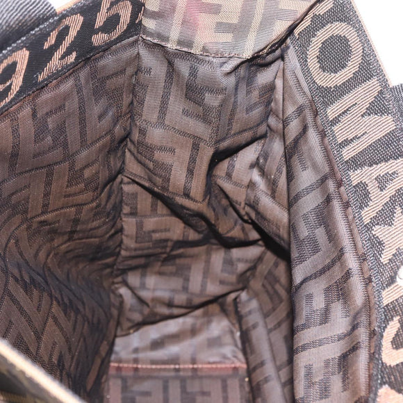 FENDI Zucca Canvas Hand Bag Black Brown Auth 210283