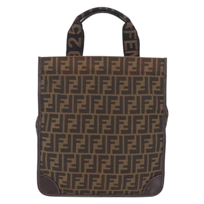 FENDI Zucca Canvas Hand Bag Black Brown Auth 210283 - 0